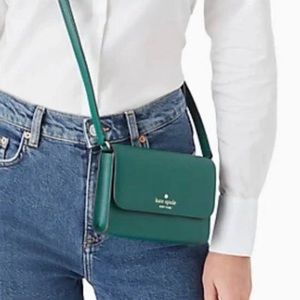 Kate Spade Brynn Flap Crossbody Deep Jade Leather Dark Green K4804